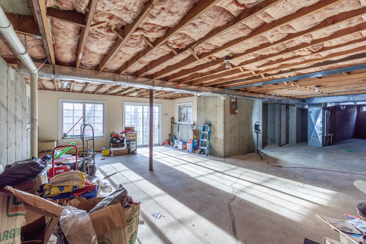Before basement remodeling at Smith Residence in Brookfield CT showing existing basement space before finish work