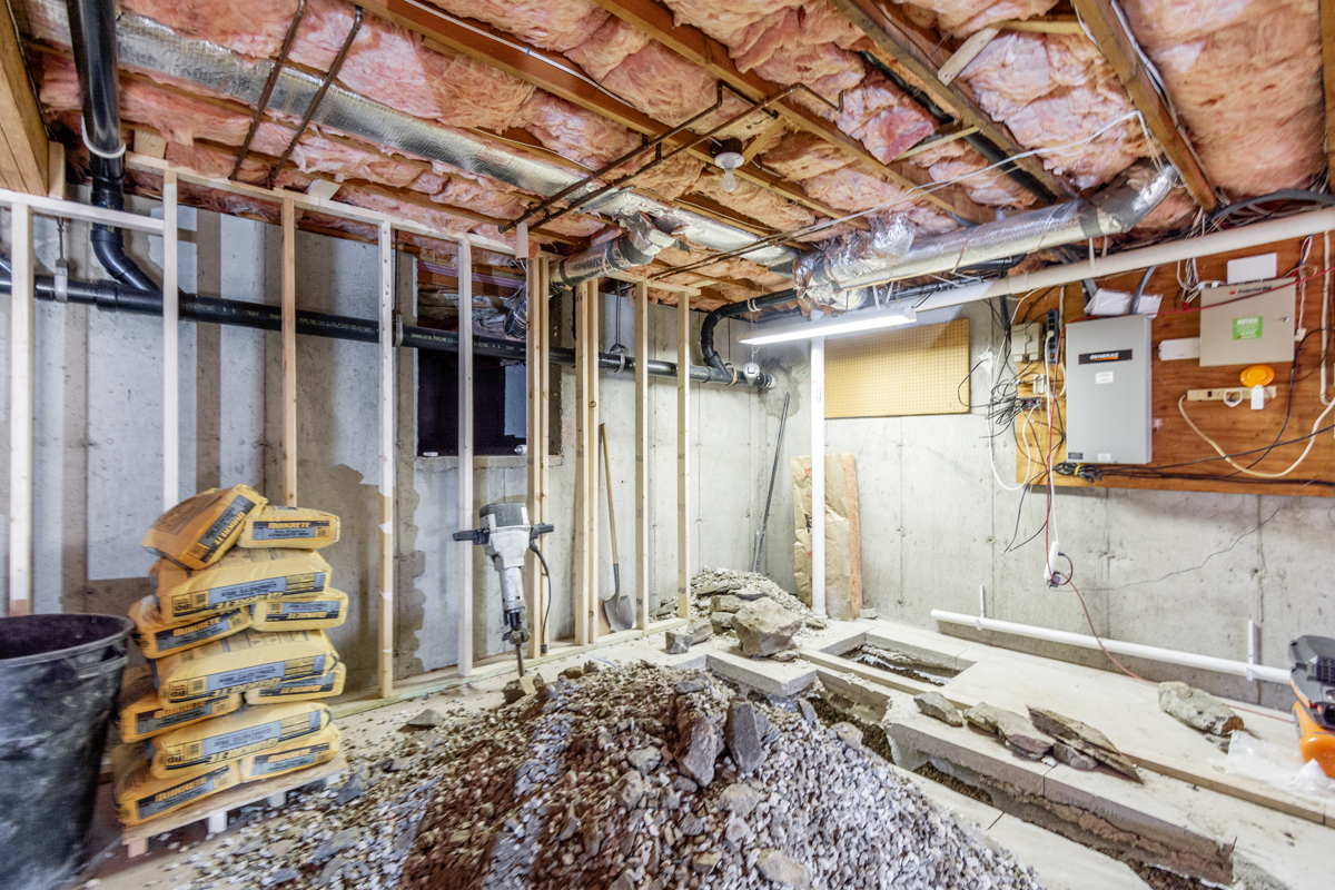 Before basement remodeling at Smith Residence in Brookfield CT showing basement area before layout improvements