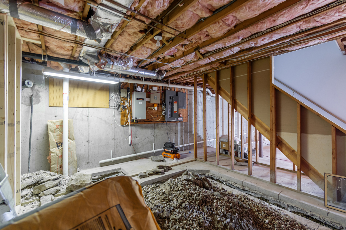Before basement remodeling at Smith Residence in Brookfield CT showing existing basement space before finish work