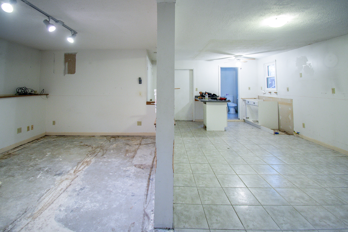 Before basement remodeling at McDevitt's Residence in New Milford CT showing unfinished basement before remodeling
