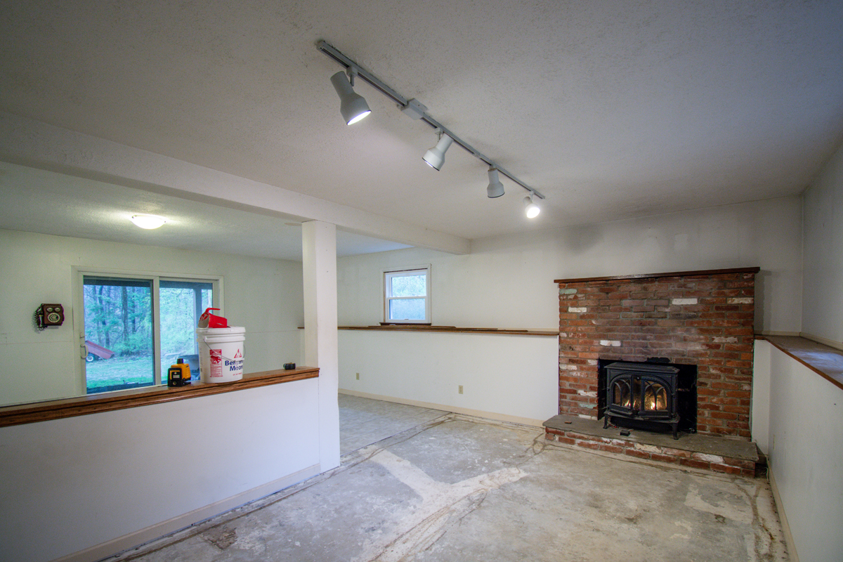 Before basement remodeling at McDevitt's Residence in New Milford CT showing basement area before layout improvements